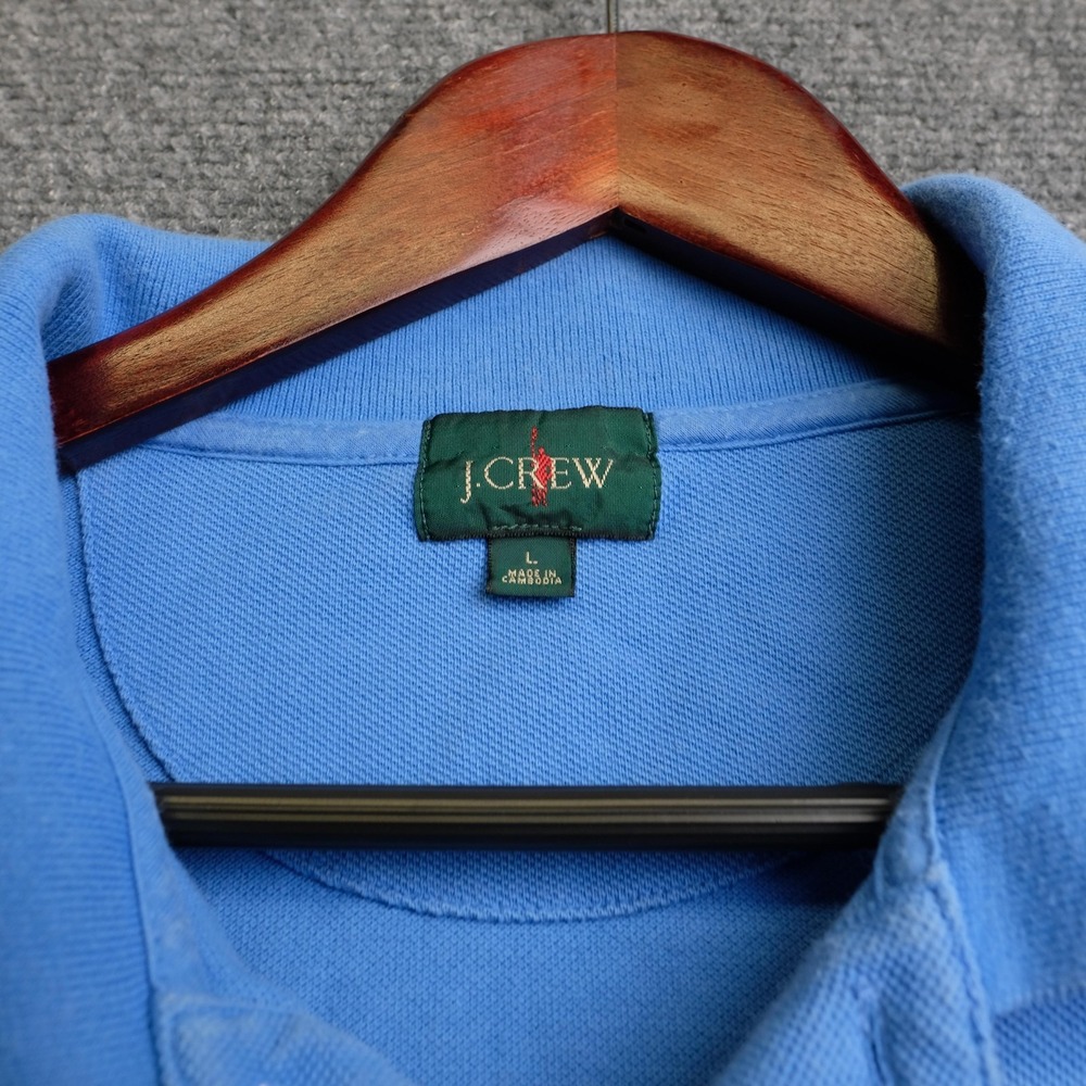 Vintage J Crew Rugby Polo Shirt Mens L Blue Long Sleeve Cotton Oarsman Casual - Picture 2 of 10